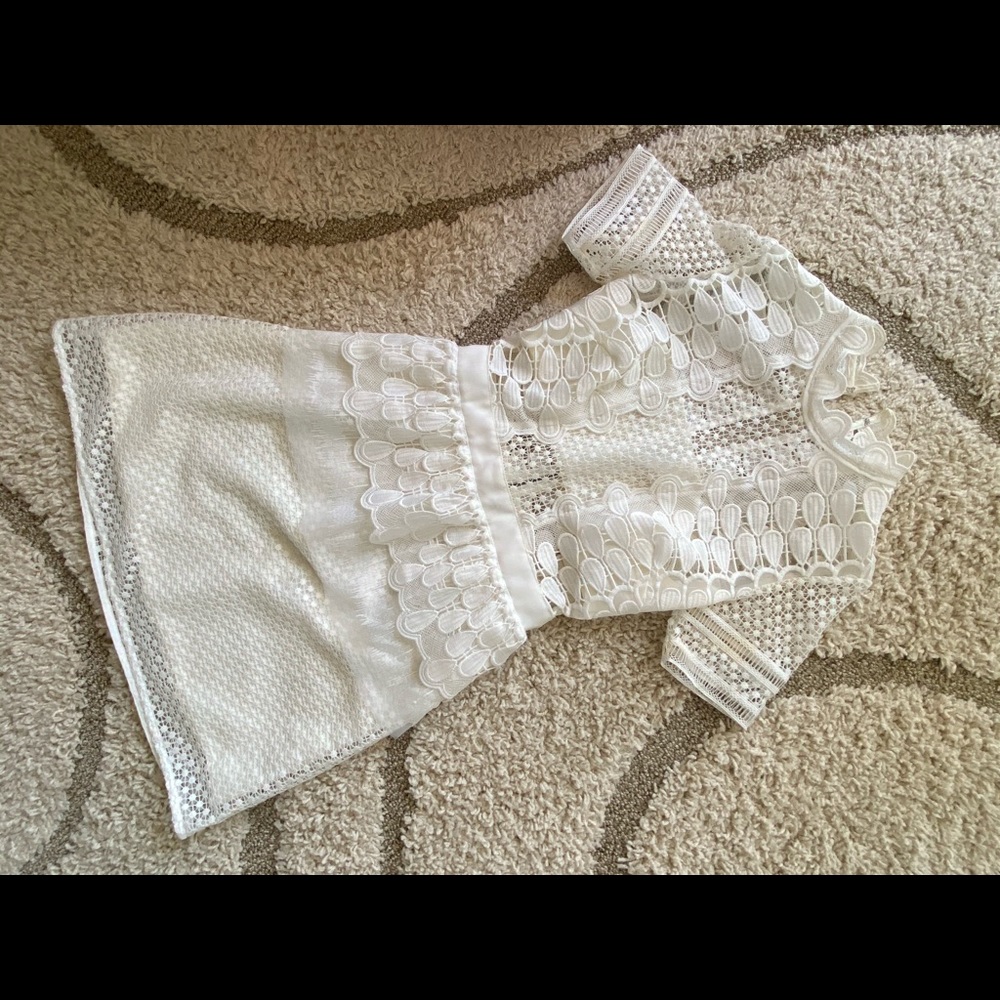 Self-Portrait Teardrop white lace mini dress